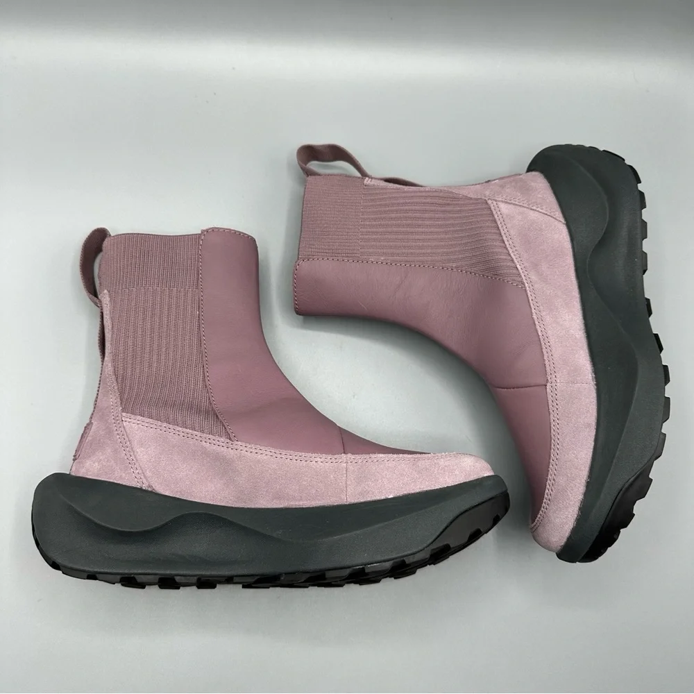 The North Face Knit Platform Leather Boots Pink Purple Women’s Size 6